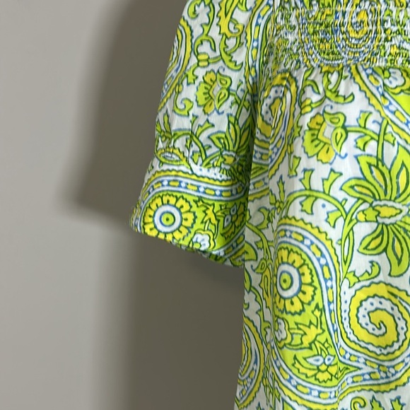 J Crew x SZ Blockprints Square Neck Puff Sleeve Mini Dress Green Sz M NEW BQ857 - Picture 6 of 16